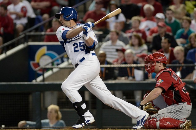 Chris Colabello crushed the ball against Team Canada in the 2013 World Baseball Classic.