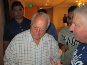 Legendary Baseball Hall of Famer Tommy Lasorda in San Diego celebrating his 86th birthday and the grand opening of Artists' Tribute to Italian Americans in Baseball. 